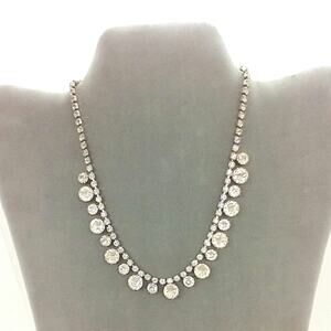 Vtg Weiss Rhinestone Chain Necklace Large and Small Rhinestone Drops